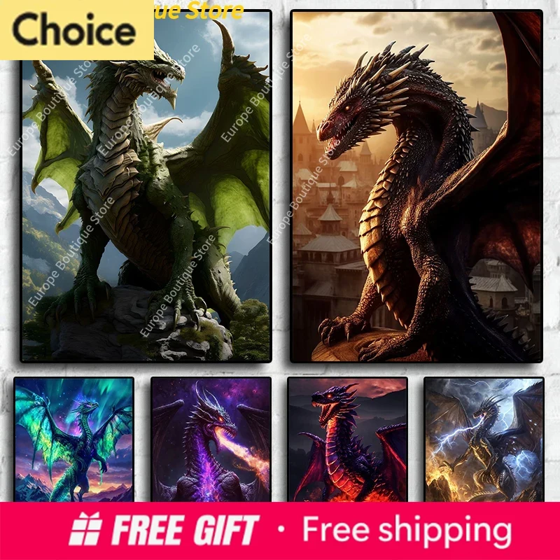 Resin Art Wall Decor - Poster dan Cetakan Hewan Mitos Naga