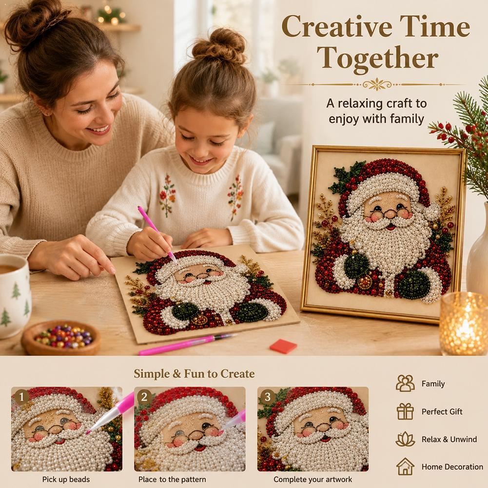 Resin Art Wall Decor - Kit Seni Mutiara Santa Claus Natal