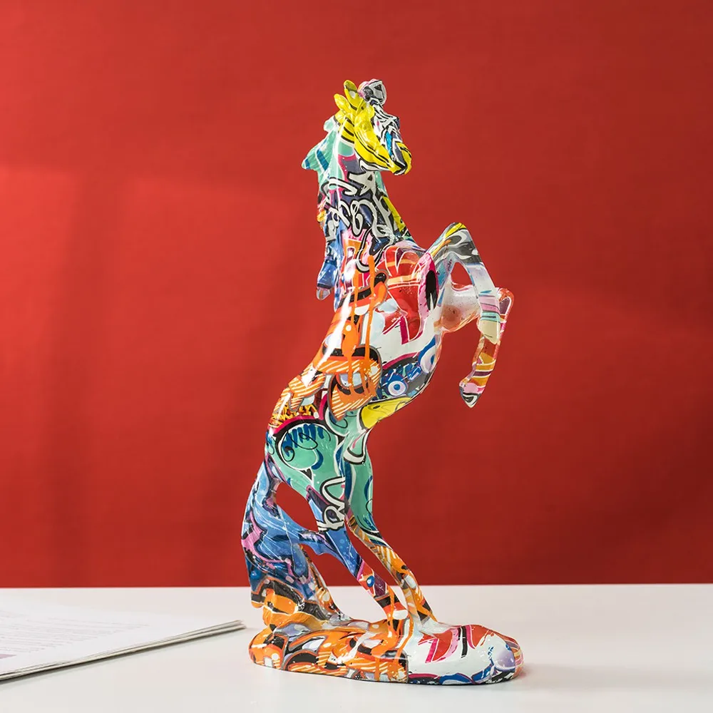 Resin Art Decoration Items - Grafiti patung kuda, seni populer, barang