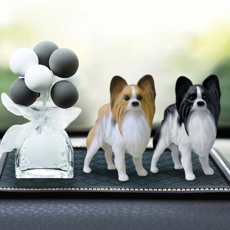 Resin Art Decoration Items - Model Anjing Telinga Kupu-kupu Papillon Simulasi