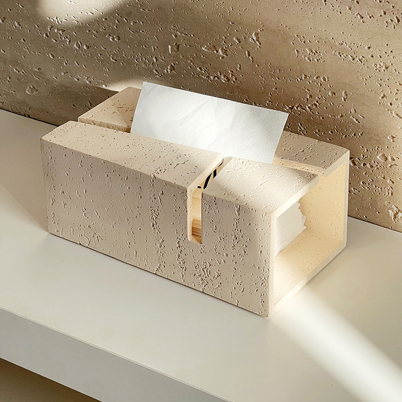 Resin Art Aesthetic - Kotak Tisu Batu Geometris Mewah Estetika