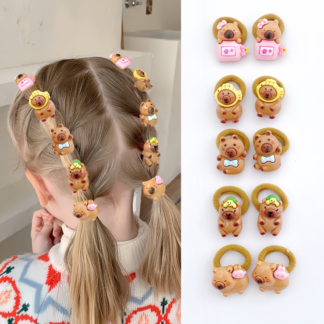 Resin Art For Kids - 10Pcs Ikat Rambut Capybara Lucu untuk
