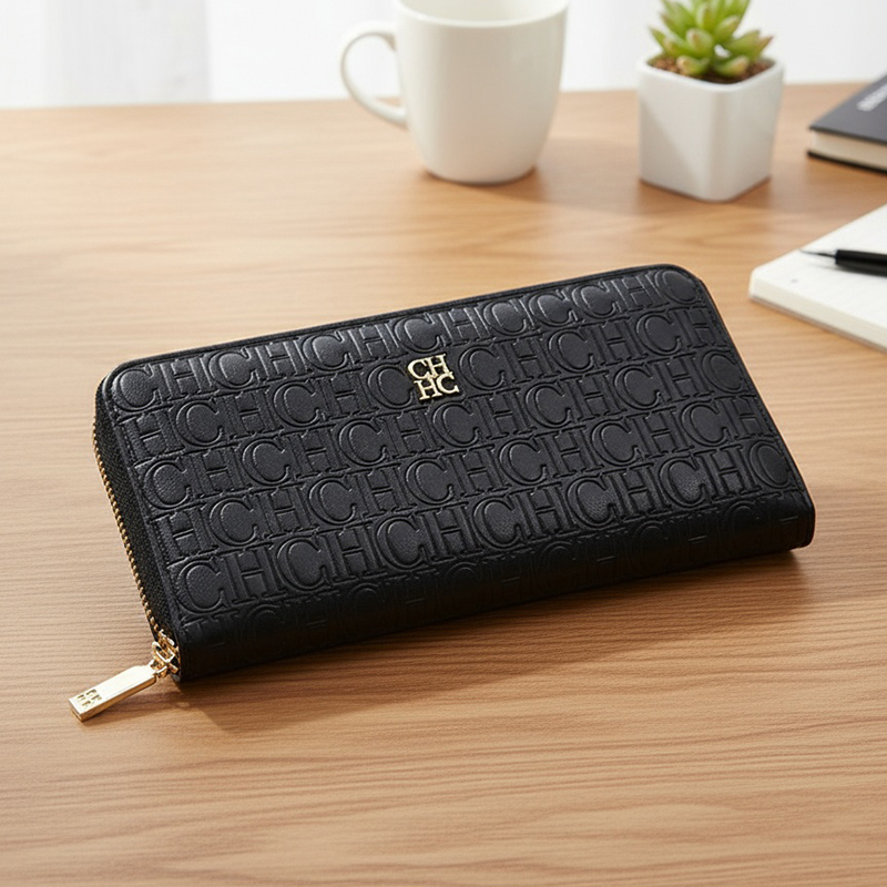Resin Art Logo - Dompet Kulit CH Elegant Embossed Zipper
