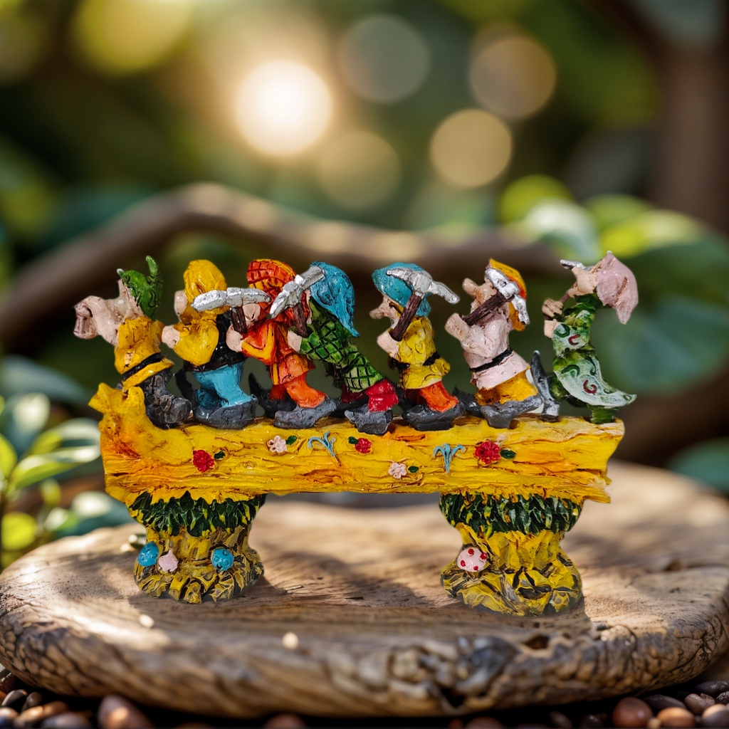 Resin Art Aesthetic - Patung Tunggul Tujuh Kurcaci yang Lucu,