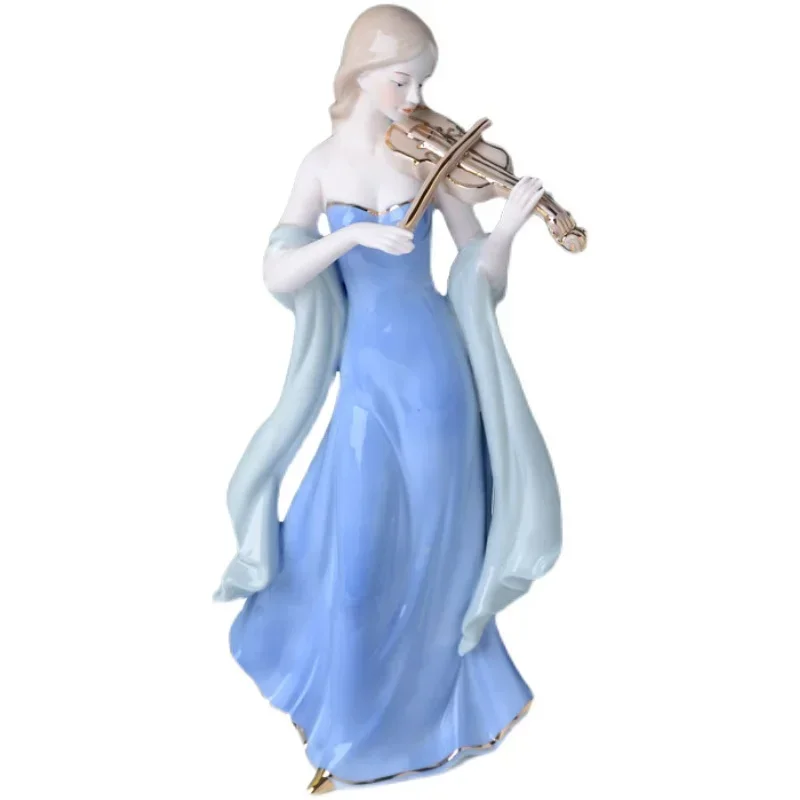 Resin Art Decoration Items - Figur Keramik Gadis Biola Cina, Ornamen