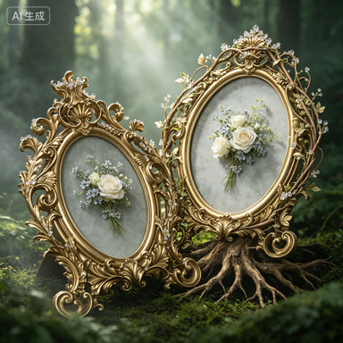 Resin Art For Photo Frame - Bingkai Foto Resin Oval Emas Retro