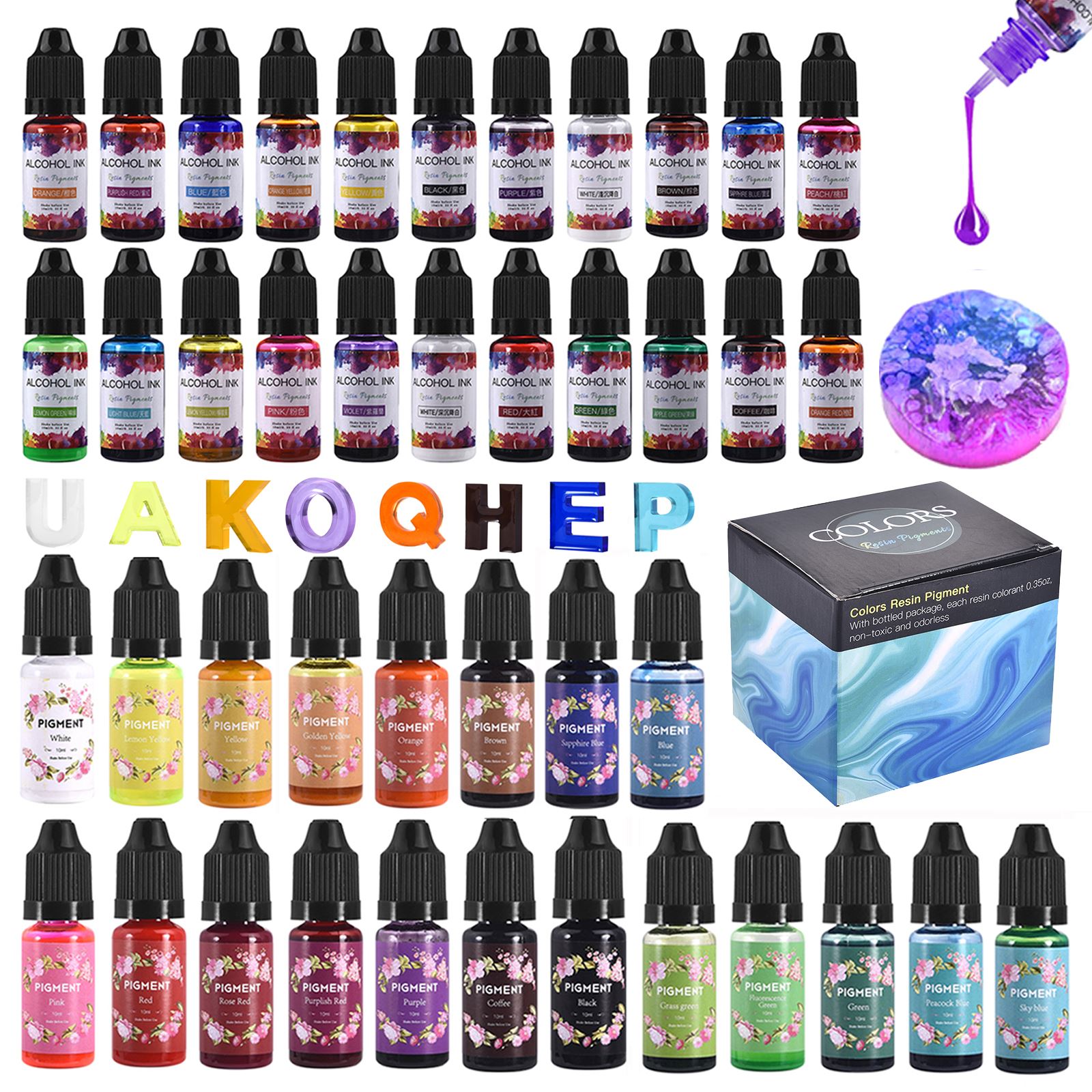 Resin Art Alcohol Ink - 1 Set Kit Pigmen Resin Tinta