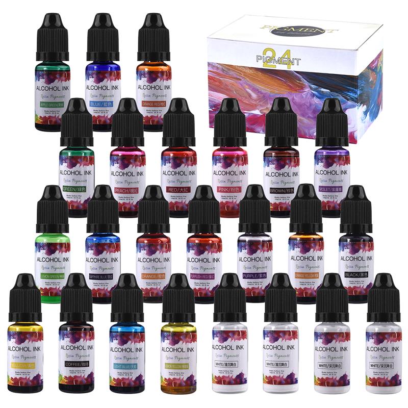 Resin Art Alcohol Ink - 1 Set Perlengkapan Pigmen Resin Epoksi