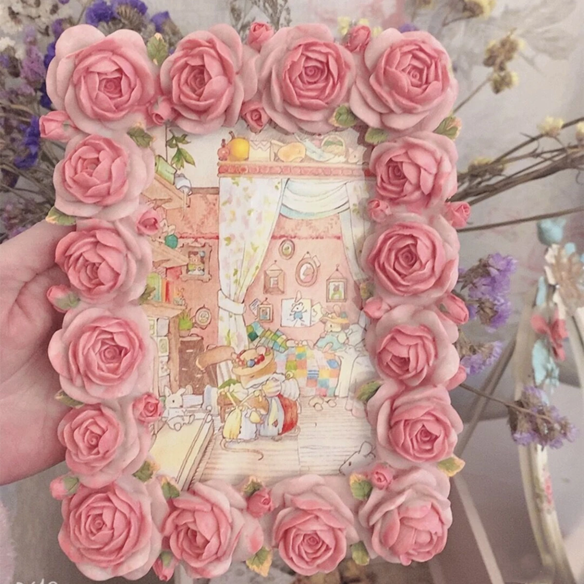 Ornamen meja, seri bunga mawar - Resin Art For Photo Frame ulasan dan harga