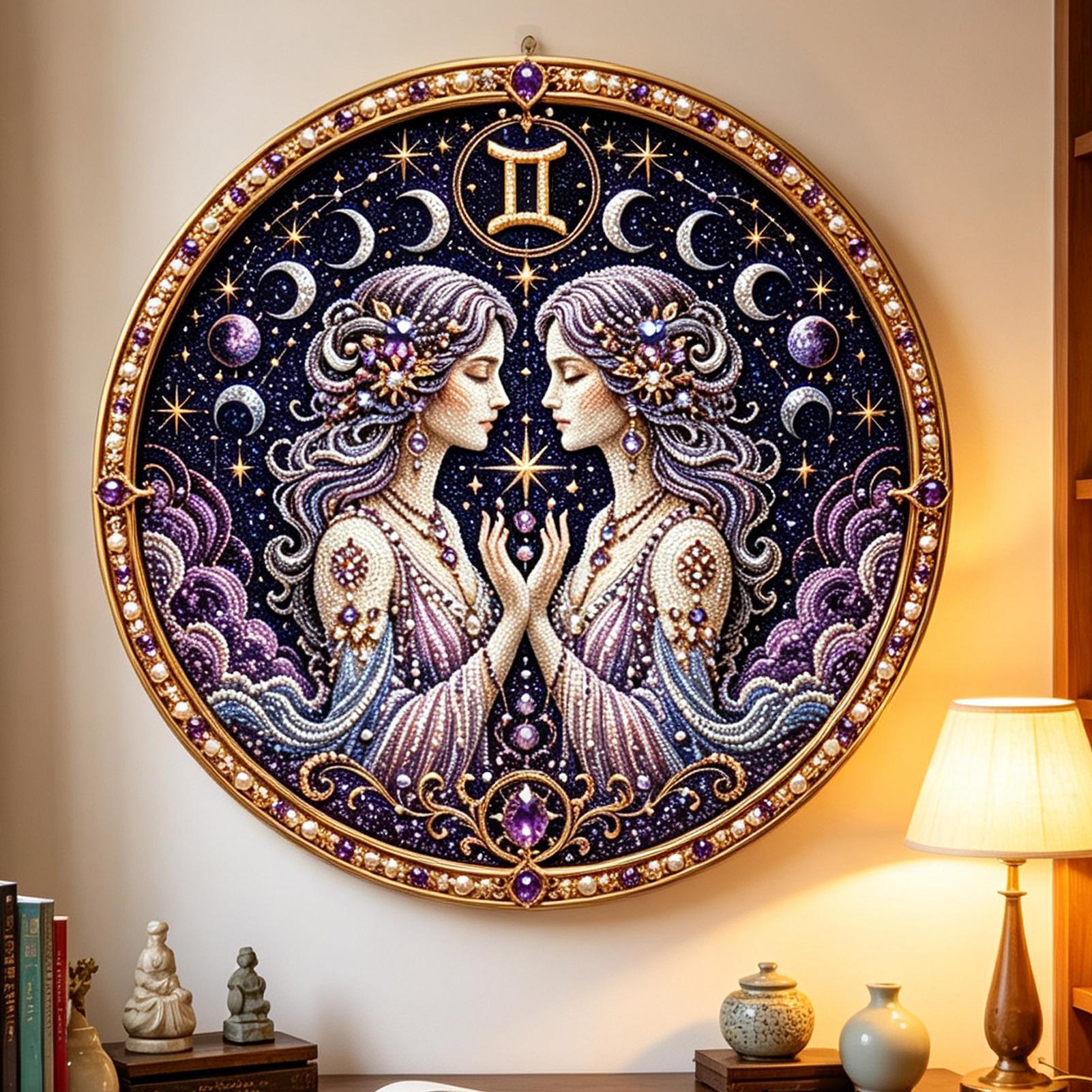 12 Zodiak Mutiara Kit Seni Mut - Resin Art Wall Decor ulasan dan harga