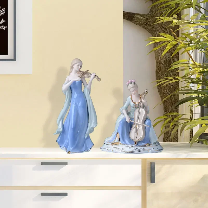 Figur Keramik Gadis Biola Cina - Resin Art Decoration Items ulasan dan harga