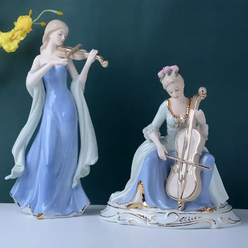 Figur Keramik Gadis Biola Cina - Resin Art Decoration Items ulasan dan harga